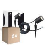 Monipakkaus 6x D'Lite Maapiikki Valo Fuse Virtajohto Musta | IP65 - Sopii 1x GU10 | incl. cable 2 Meter