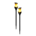 Kaksipakkaus 2x Interlight Maapiikki Valo Solar Puutarha Torch Musta 1W 40lm - 816 Erittäin Lämmin Valkoinen | incl. Akun